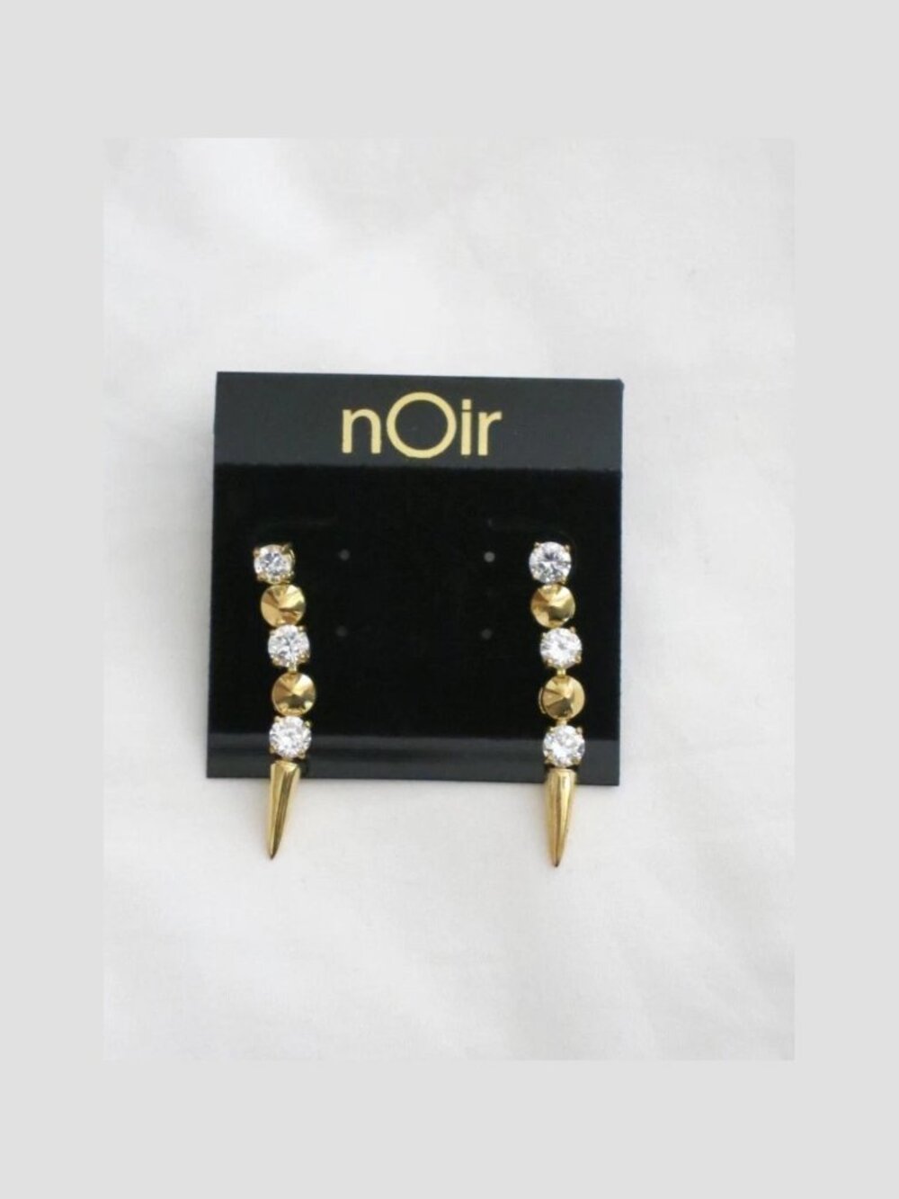 Noir Jewelry Women's Crystal Spike Crystal Gold Earrings NEW Punk EP9715